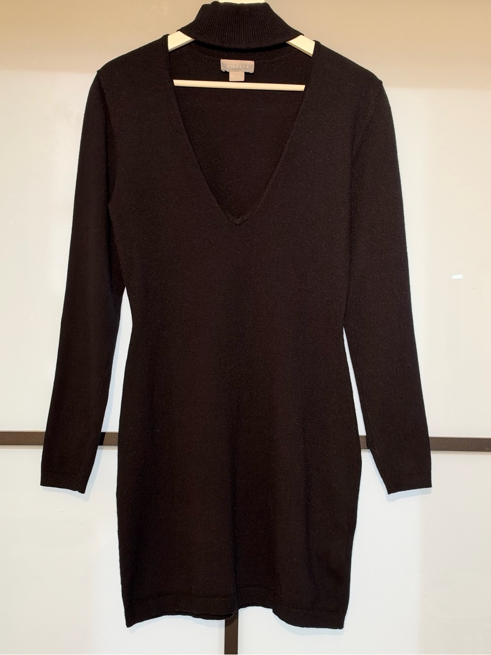 Finders Keepers Black Choker Cutout Knit Mini Sweater Dress XS